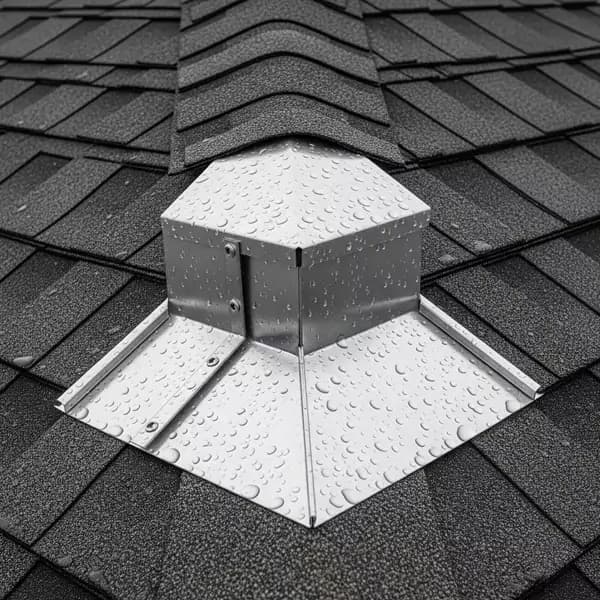 A roof with a chimney cricket installed