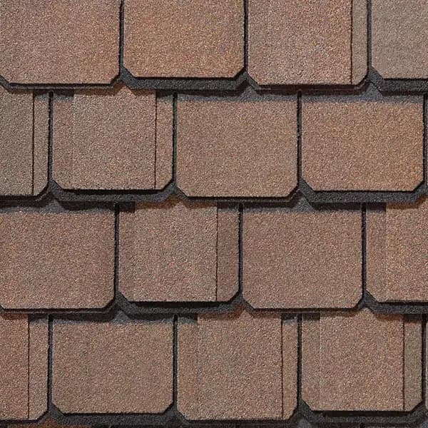 A close-up view of Grand Manor shingles showing their texture and layers