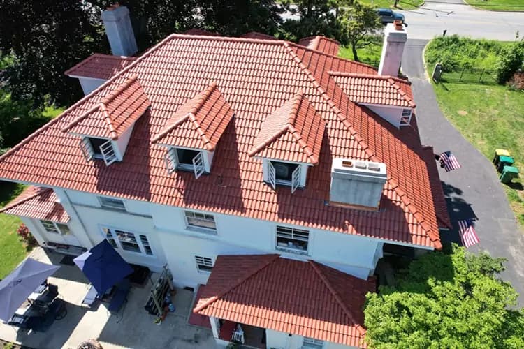 A beautiful home with a Spanish tile roof