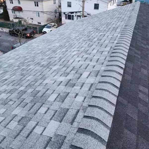 Completed asphalt shingle roof on a detached home in Bay Ridge, Brooklyn