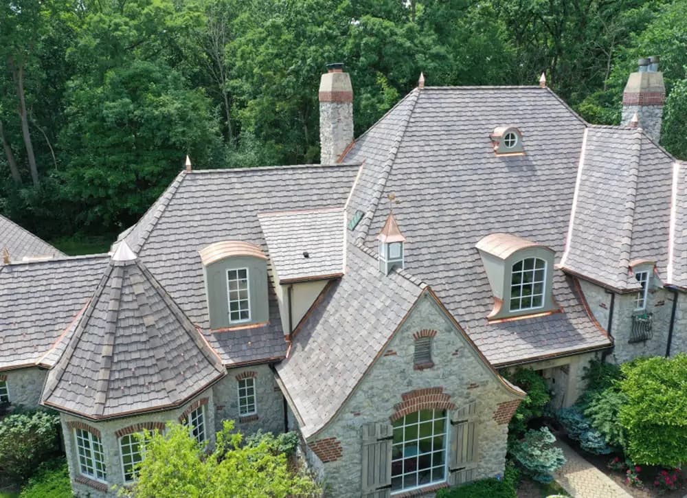 Large North Shore home in Nassau County with a newly installed composite slate roof