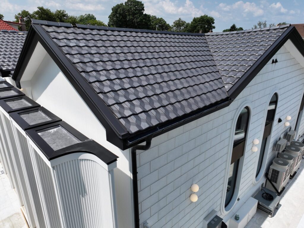 modern metal shingle roof
