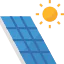 sun shining on solar panel